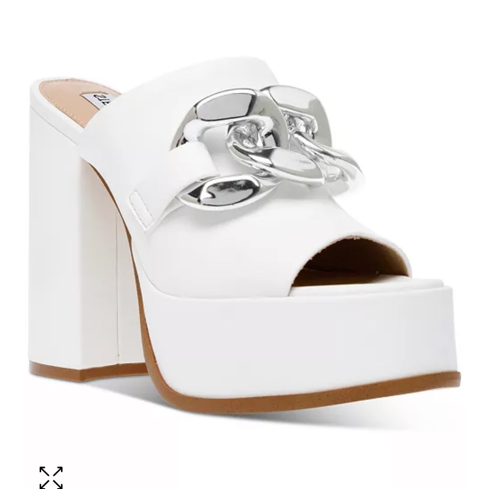 Steve Madden Holdup Chained White Platform Sandals